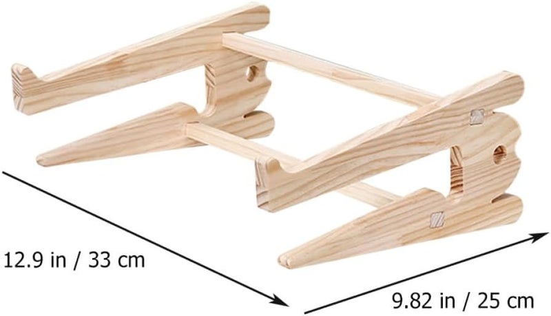 Wooden Laptop Cooling Stand Dual Layer Holder for 15 to 17 6 Inch Notebooks - Image 2